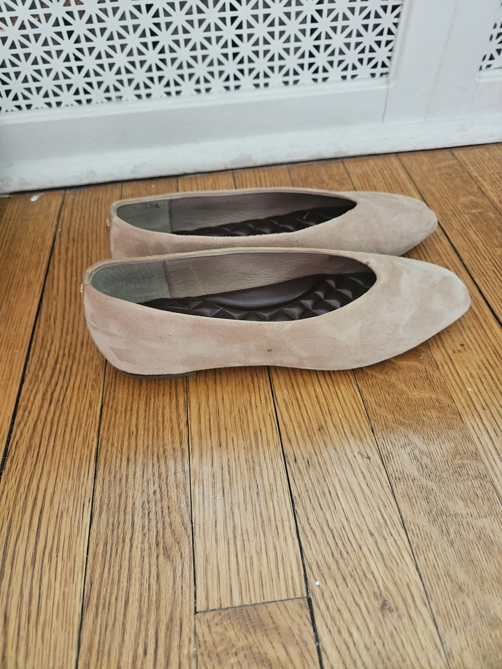 Neutral Suede Pointed Toe Ballet Flats
